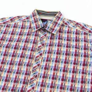 Robert Graham Wild Colorful Abstract Design Shirt Mens Large Short Sleeve Button
